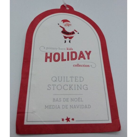 Pottery Barn Kids Aksel Christmas Stocking Gingham Holiday Quilted Red - Picture 5 of 12